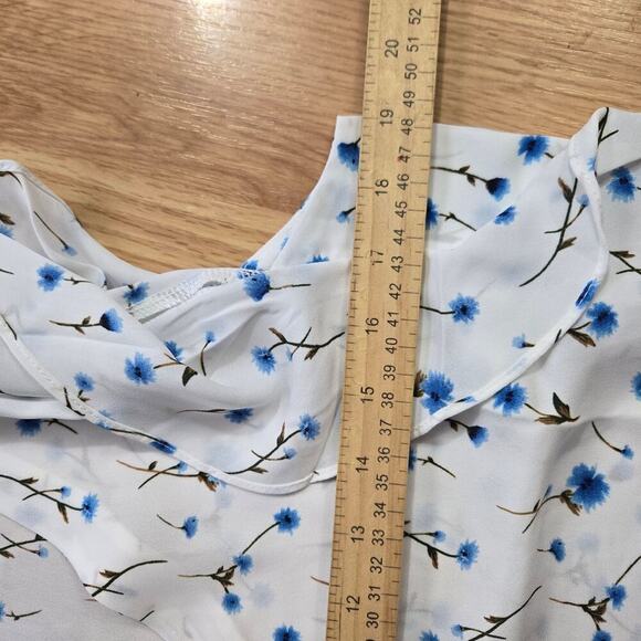 NWT Revolve Three Eighty Two Womens Floral Ruffle Blouse M Sheer Cottage Boho - Picture 3 of 11